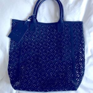 Tory Burch Beach Tote Bag Blue Cut Dual Handle